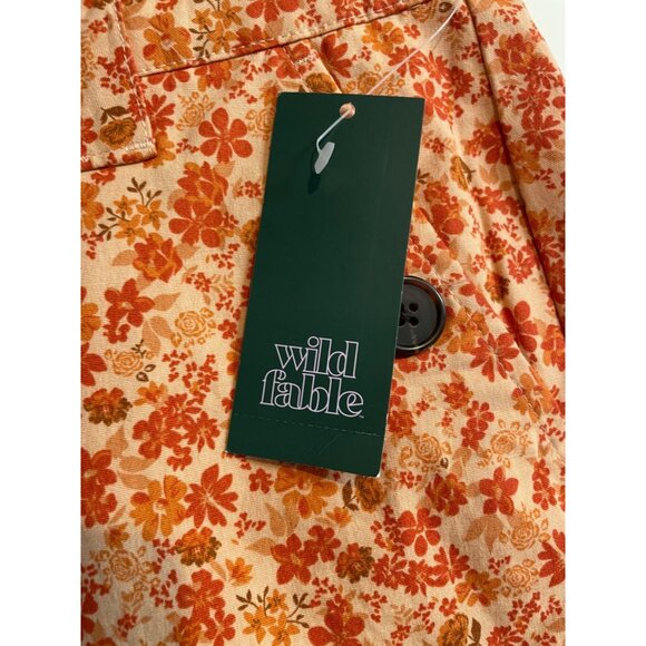 Wild Fable Womens Size 4 Orange Floral Chino Button Front Skirt - Picture 7 of 11